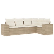 Set Divano da Giardino 5 pz con Cuscini Beige in Polyrattancod mxl 114118