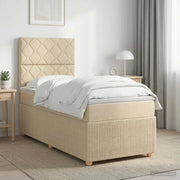 Letto box spring con materasso Crema 90 x 200 cm Tessuto 3454317
