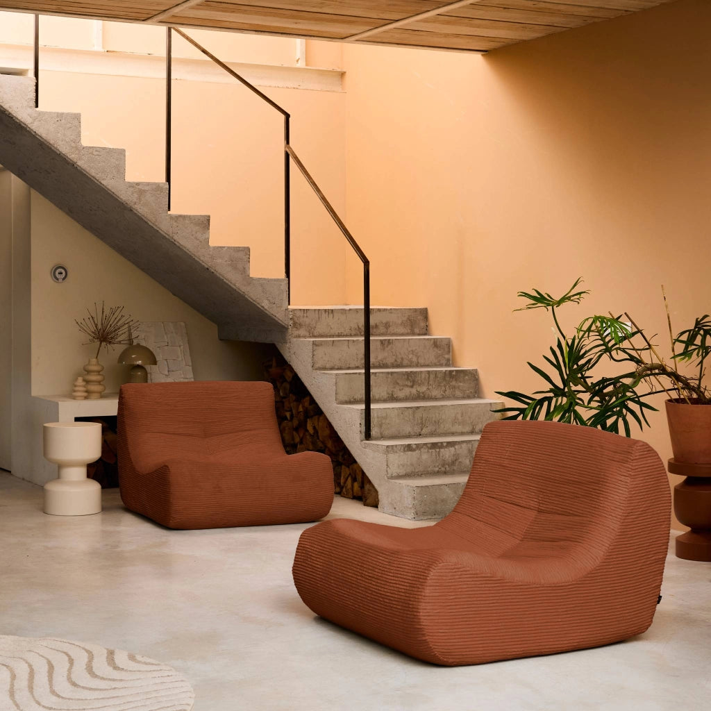 Divano modulare velluto, 2 posti, terracotta