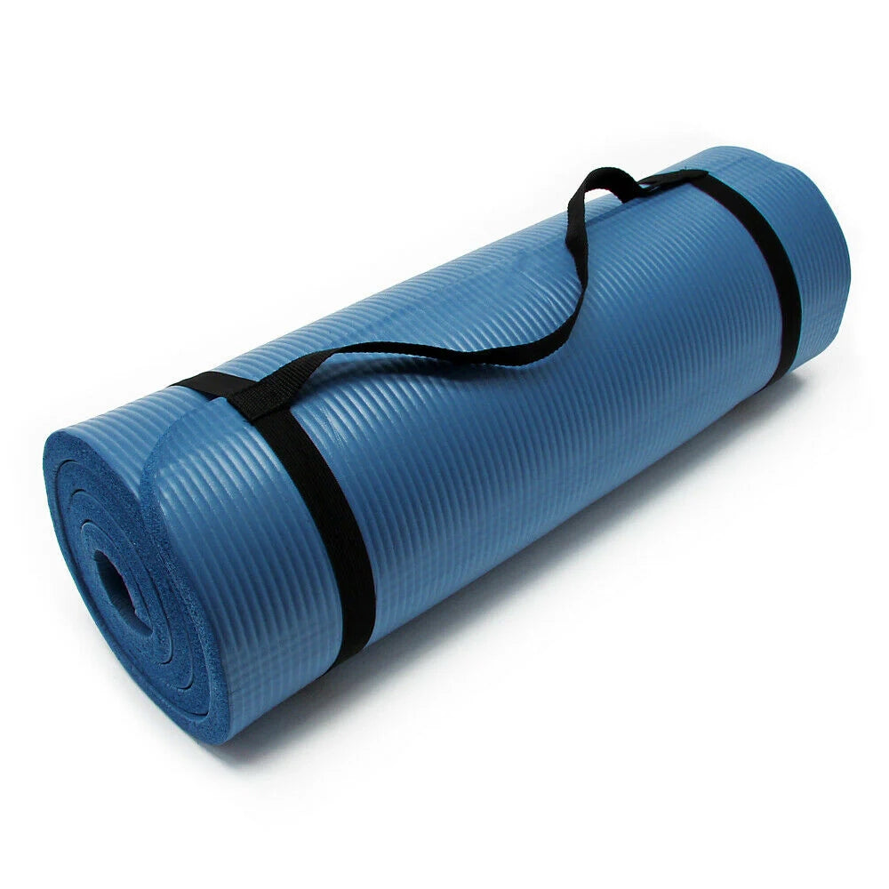 Tappetino yoga 190 x 100 x 1,5 cm fisio fitness aerobica palestra antiscivolo extra spesso blu 16_0001547