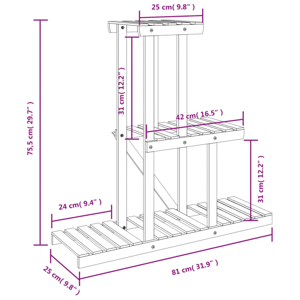 Portafiori/portapiante 81 x 25 x 75,5 cm legno massello di abete marrone 02_0045218