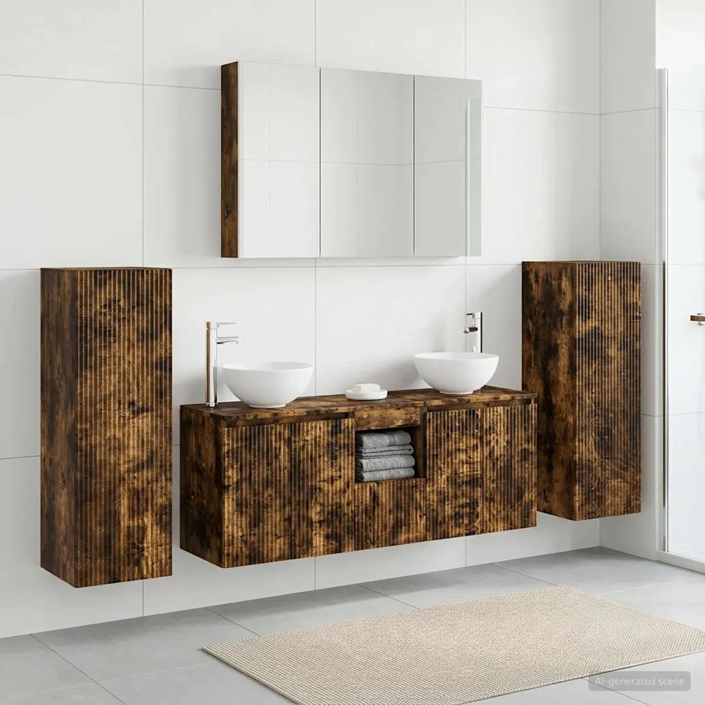 Set di mobili per il bagno 6 pcs Rovere Fumo 3407155