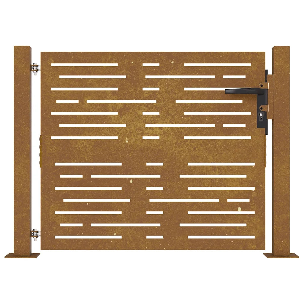 Cancello da Giardino 105x80m in Acciaio Corten Design Quadrato