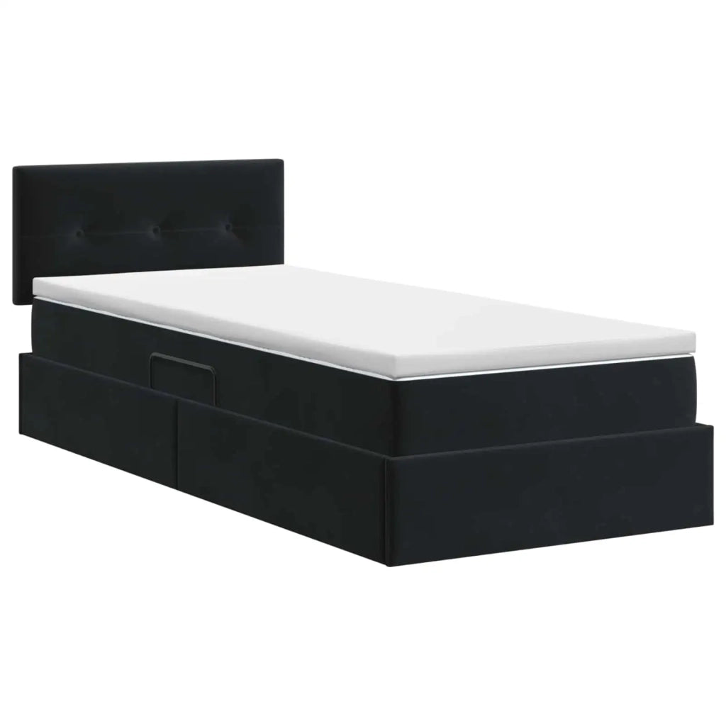 Letto con Contenitore con testiera Nero 90 x 200 cm Velluto 3458783