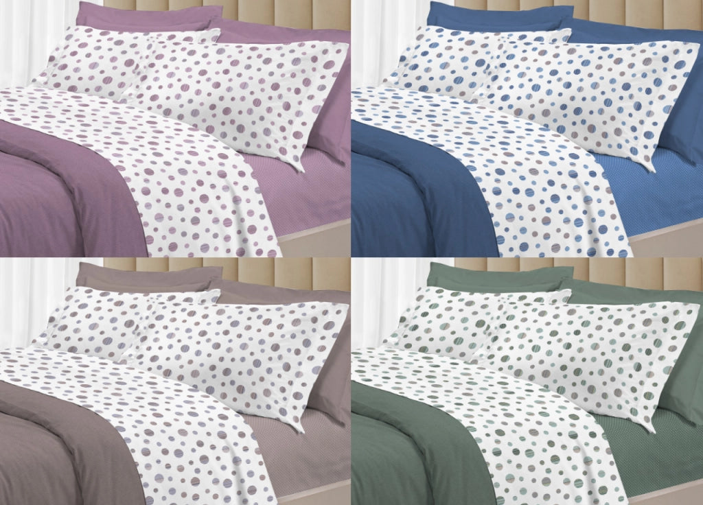 Completo Lenzuola Letto 100% Cotone Made Italy 3027 Disegno Dandy - Singolo - Rosa