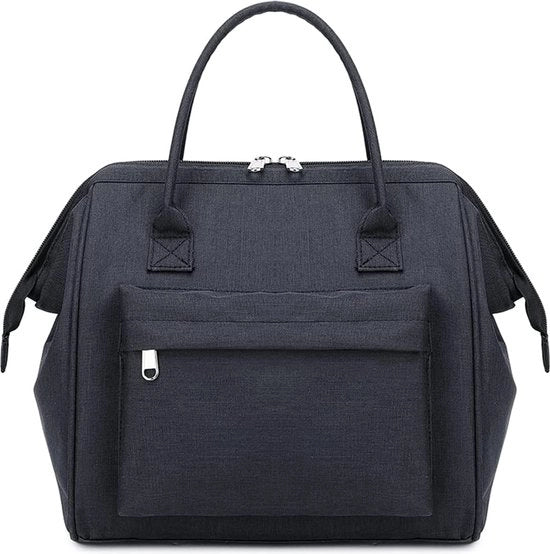 Borsa da 15 litri, sacchetto per pranzo per uomo e donna, borsa impermeabile, grande, sacchetto per pranzo riutilizzabile, borsa per il pane per il lavoro, la scuola, i viaggi e la picnic, nera