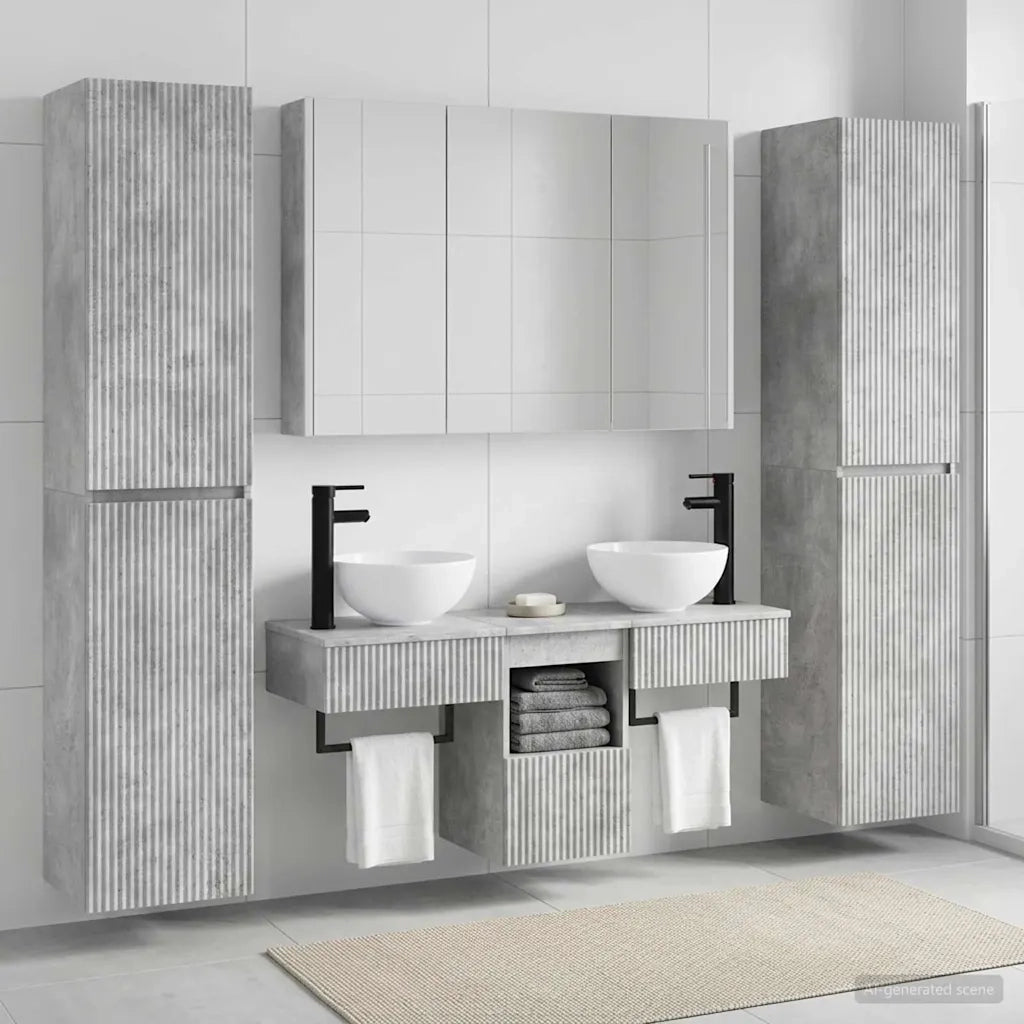 Set di mobili per il bagno 6 pcs Grigio Cemento 3407186