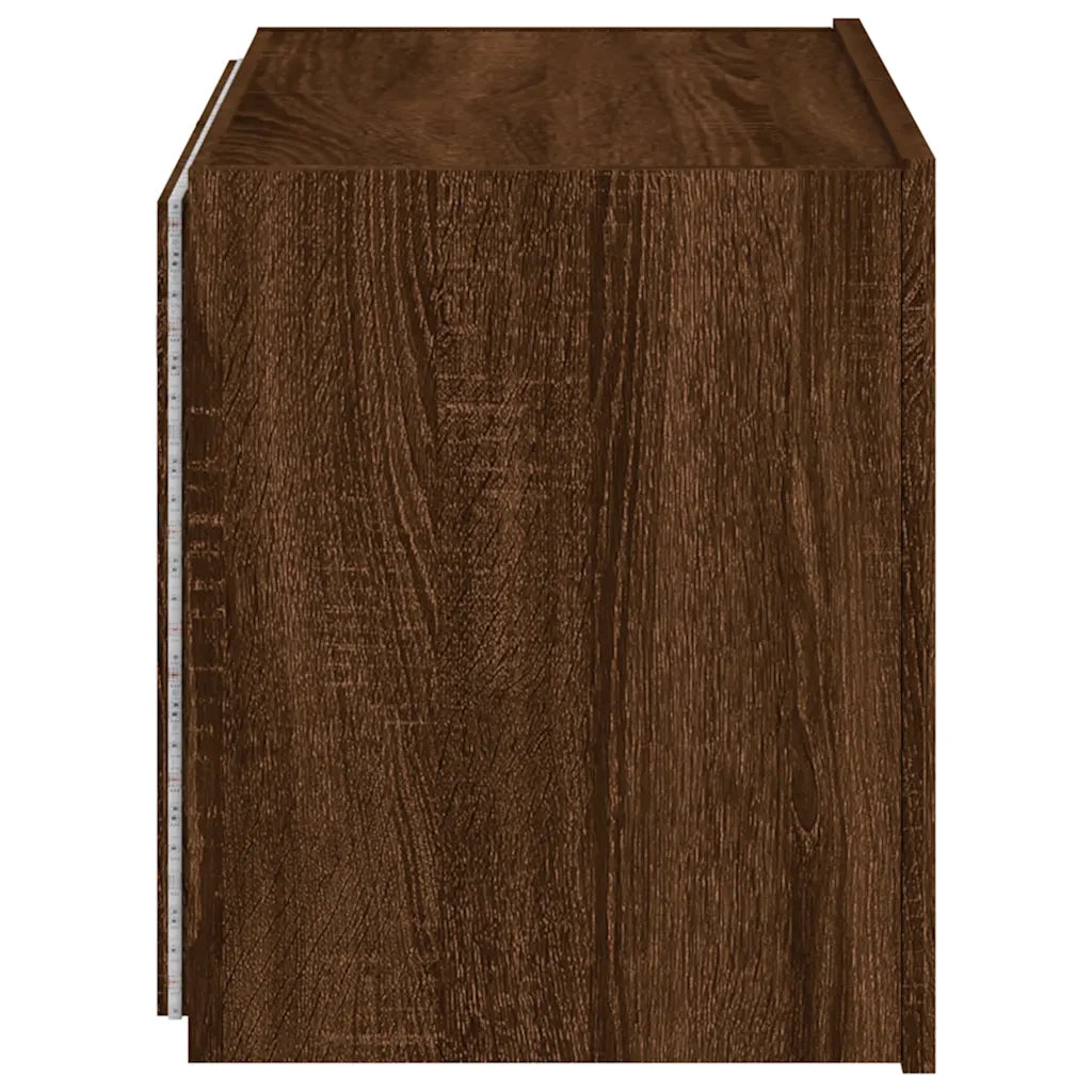 Mobile TV a Parete con Luci LED Rovere Marrone 60x35x41 cm