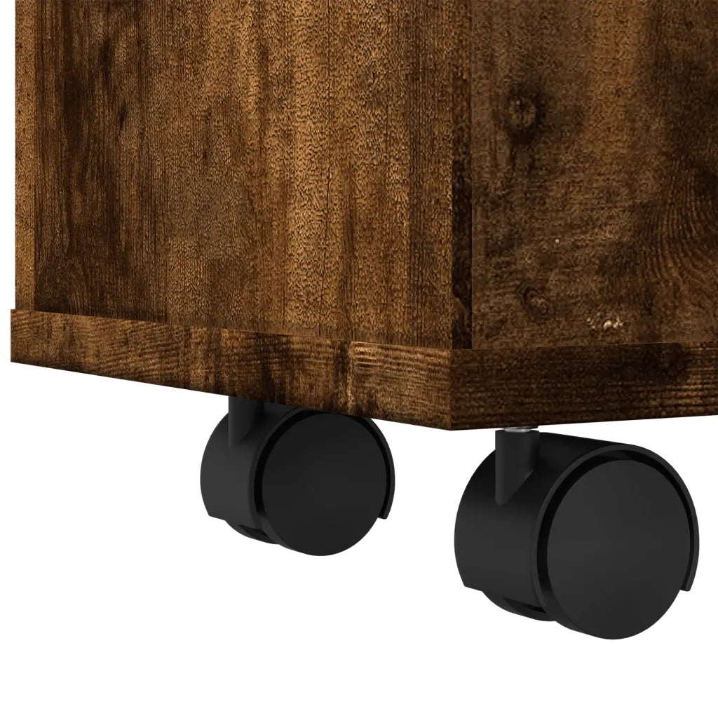 Mobile da Bagno Stretto con Ruote Rovere Fumo in Truciolato 855272