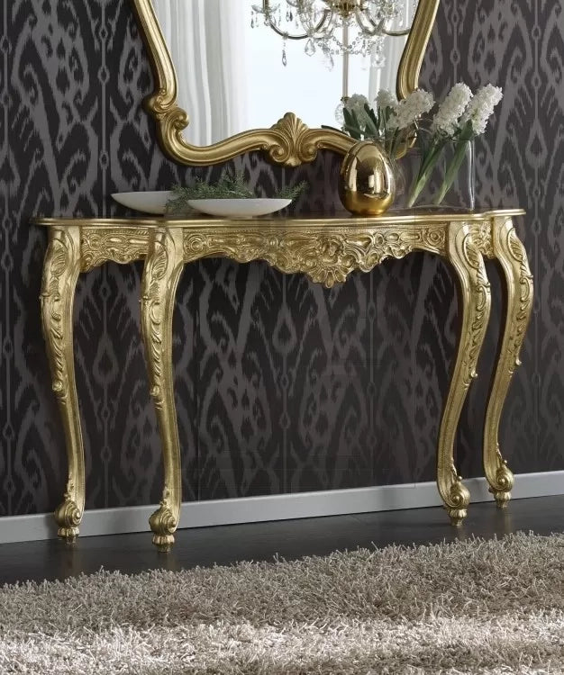 Consolle barocca in foglia oro misura  l.145 x h. 86 x p. 39 - Mobili 2G