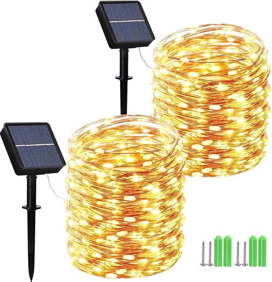 Decorazione esterna per Natale Luce a filo esterno 15M 150 LED Cavo di rame Filo di luce per esterno 8 modi IP65 impermeabile catena di luce esterna Decorazione illuminante per esterno giardino alberi terrazzo Luce calda bianca