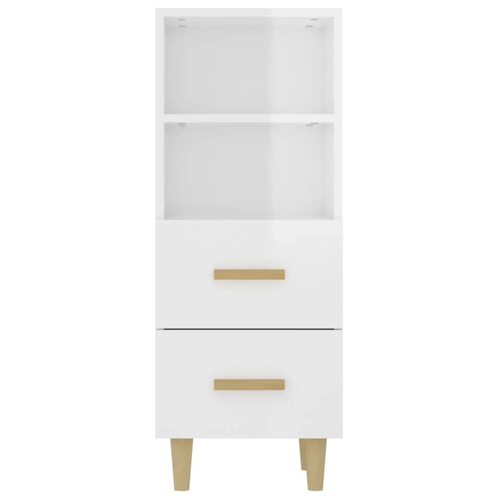 Buffet credenza cassettiera mobiletto mobile contenitore organizer per cucina soggiorno finitura lucida 34,5 x 34 x 90 cm legno ingegnerizzato bianco 02_0030589