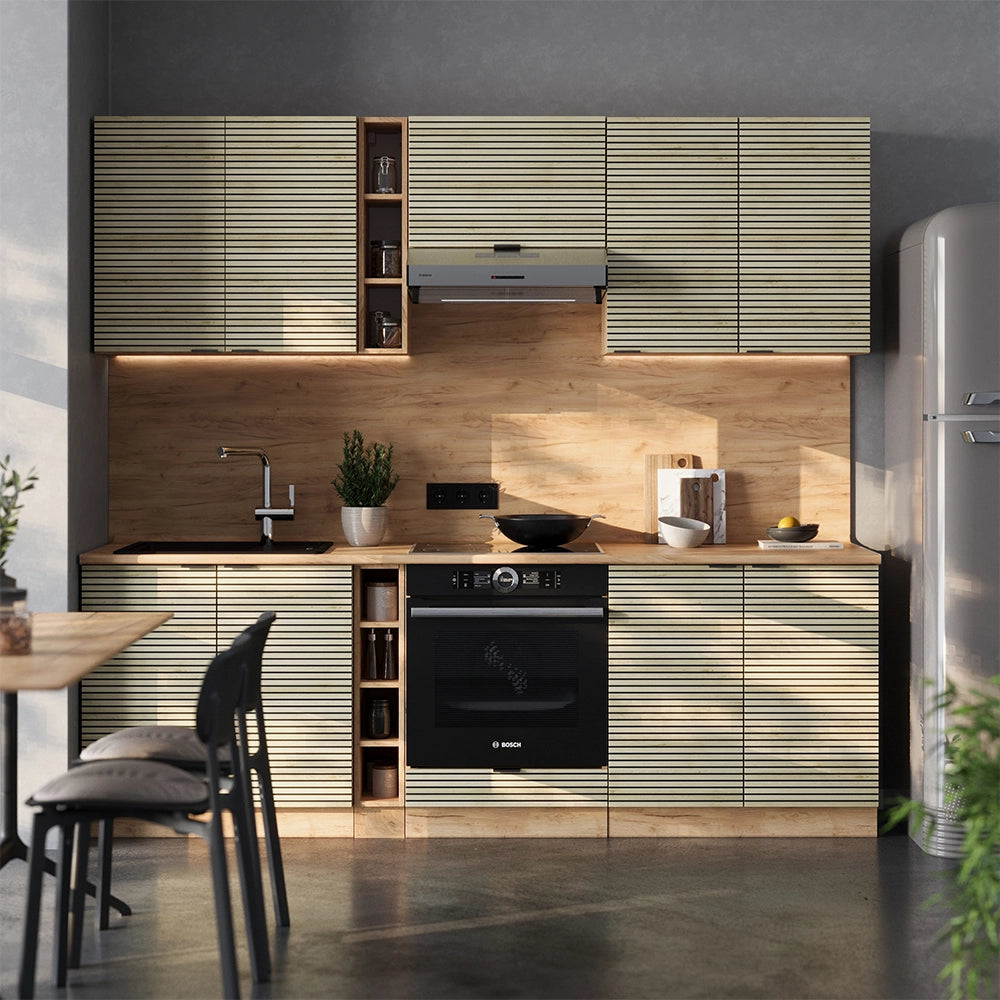 Vicco Cucina componibile Pannello in rovere/rovere goldkraft 235 cm senza piano di lavoro