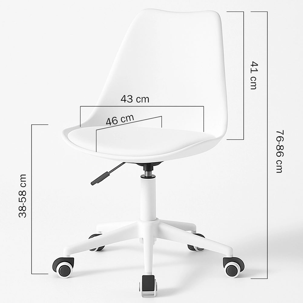 Sedia da Ufficio Poltrona da Studio Girevole Ergonomica con Ruote in PP e Schiuma Bianco