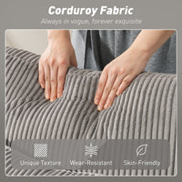 Divano Letto Moderno a U 282x140x86 cm con 2 Chaise Longue e Vani Contenitore Velluto a Coste Grigio