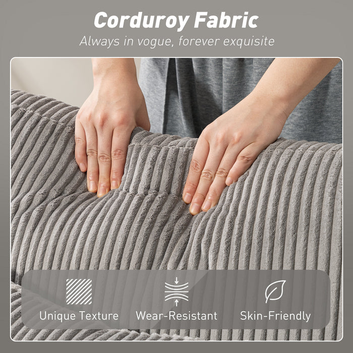 Divano Letto Moderno a U 282x140x86 cm con 2 Chaise Longue e Vani Contenitore Velluto a Coste Grigio