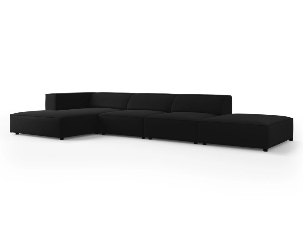 Cosmopolitan Design - Divano angolare sinistro "Arendal" 5 posti in velluto nero 