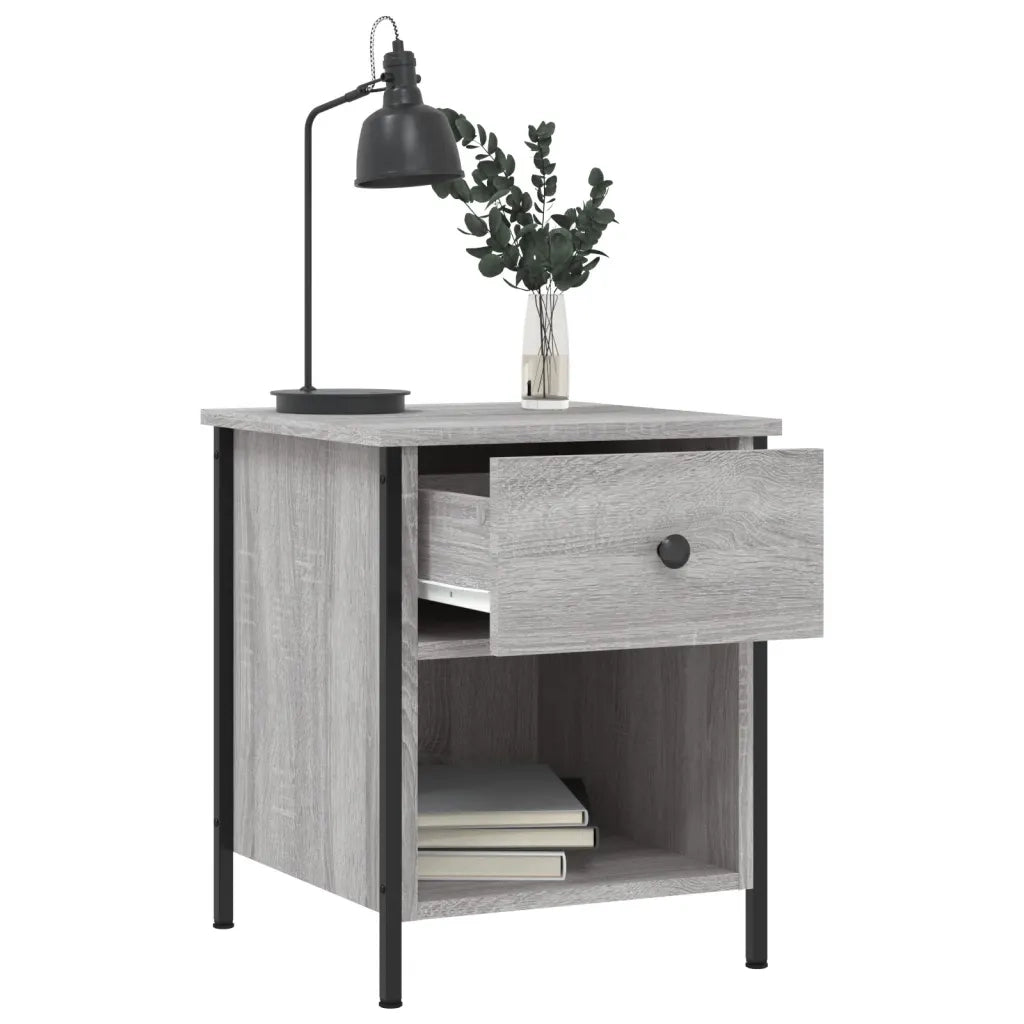 Set di 2 Comodini | Armadio da Notte | Mobiletto da notte Grigio Sonoma 40x42x50 cm in Legno Multistrato