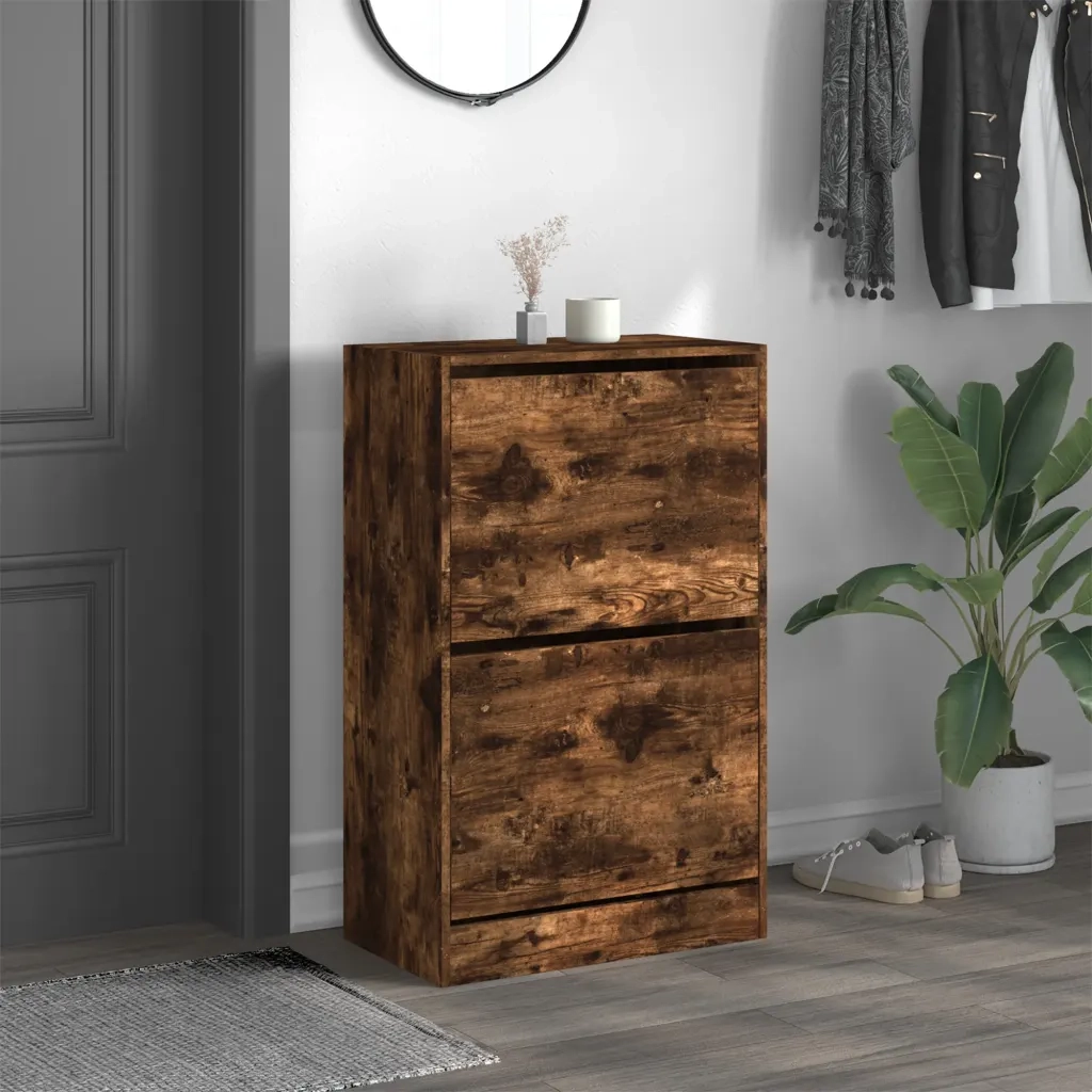 Scarpiera | Mobile per scarpe Rovere Fumo 60x34x96,5 cm in Legno Multistrato