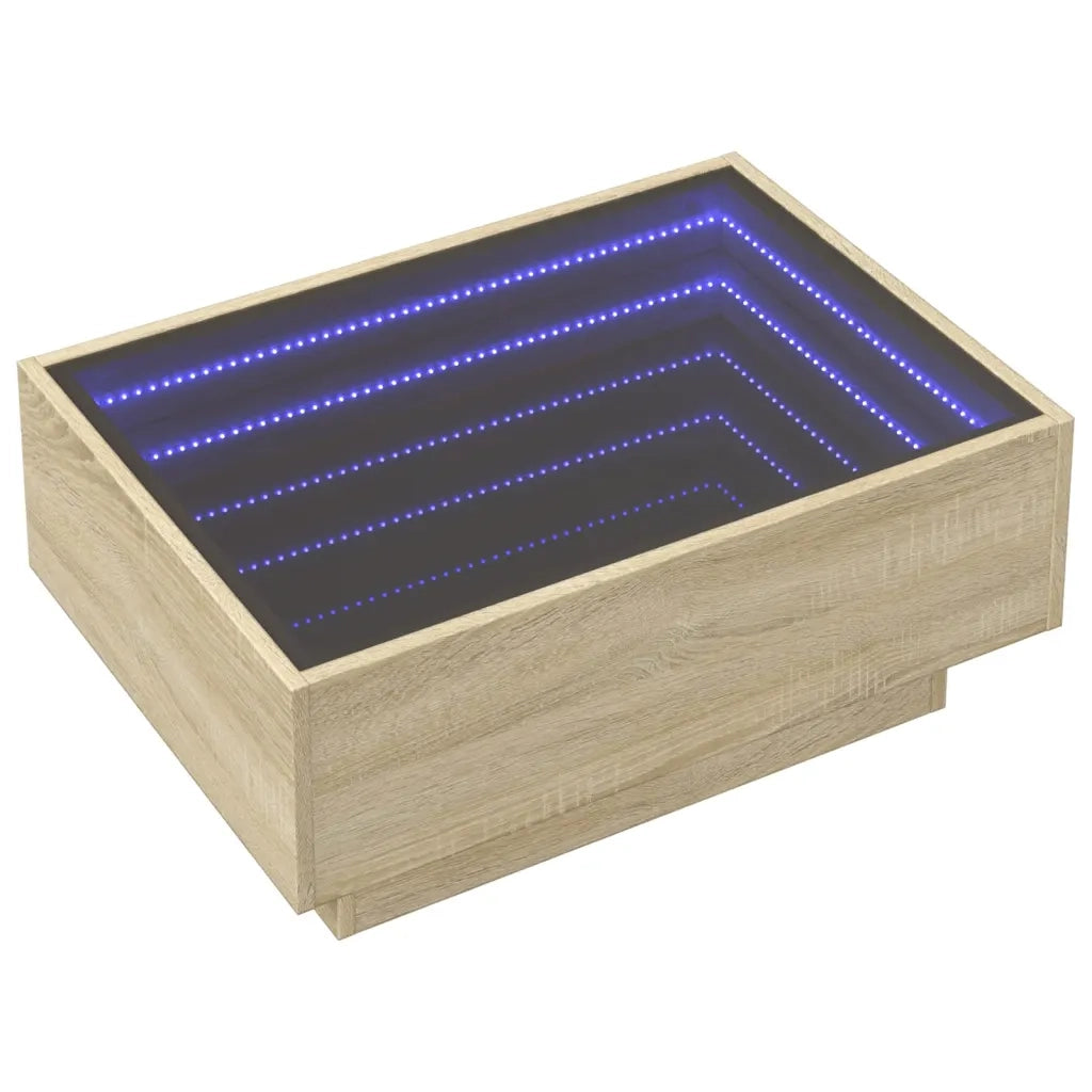 Tavolino salotto | Tavolino da caff¨¨ | Tavolino da Soggiorno con LED Rovere Sonoma 70x50x30 cm Multistrato