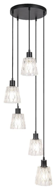 Lampadario Rabalux Jarina nero 5 luci E27 vetro metallo