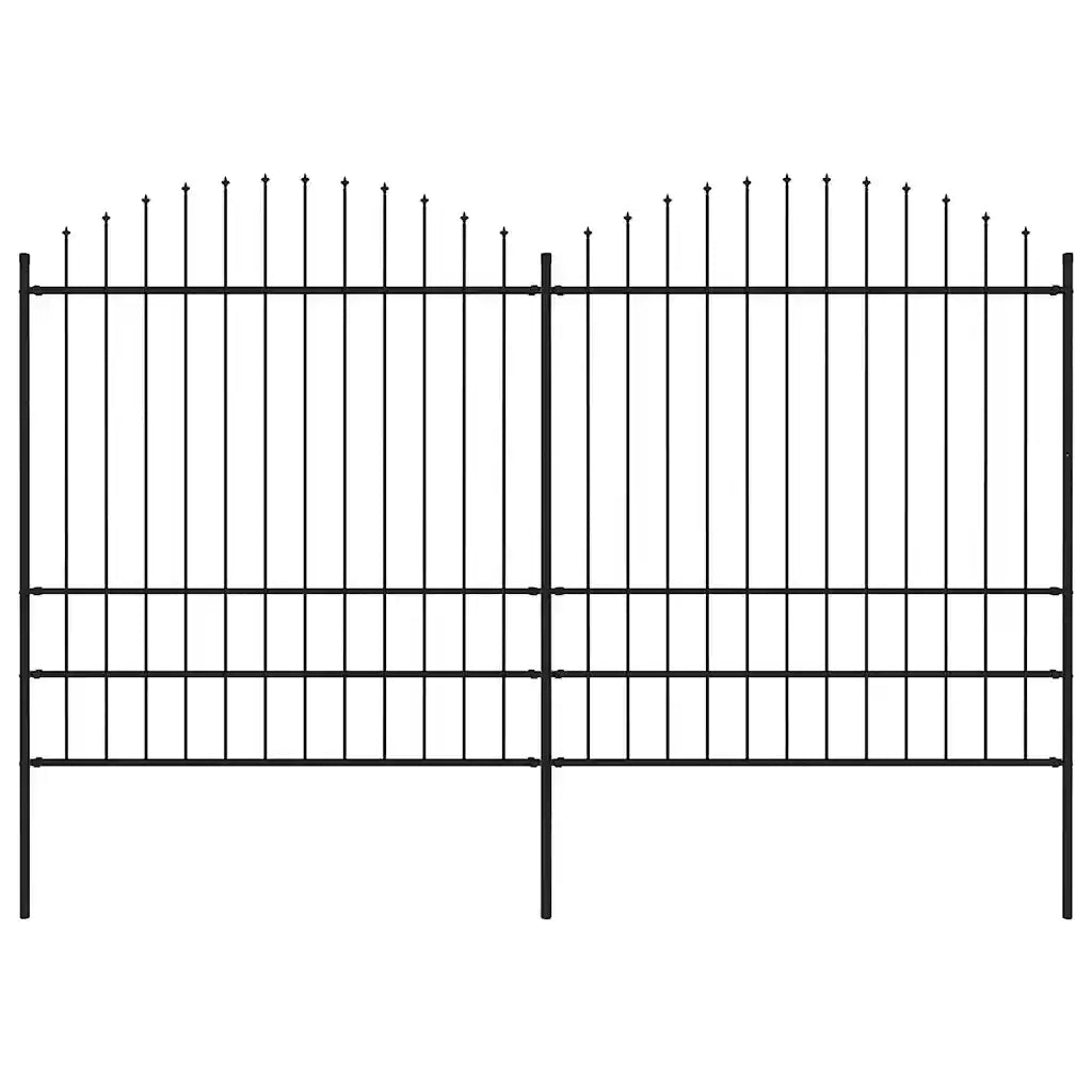 Recinzione Giardino Punta a Lancia (1,75-2)x3,4m Acciaio Nera cod mxl 16242