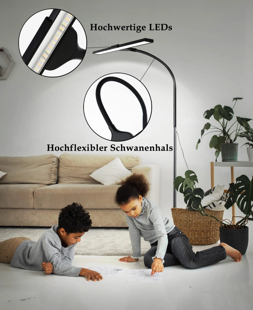 ZMH Lampada da Terra a LED Moderna Lampada da Lettura Touch con Timer Illuminazione per Ufficio