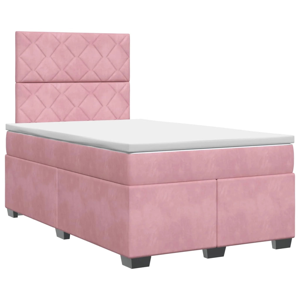 Letto box spring con materasso Rosa 120 x 200 cm Velluto 3453631