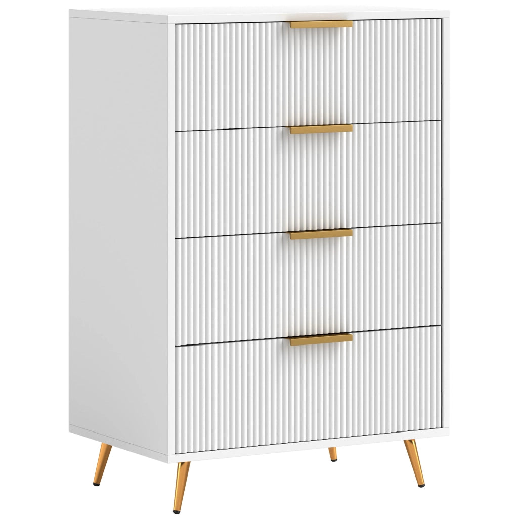 Cassettiera Moderna con 4 Cassetti ¨C zephmum ¨C Bianco 60x40x90 cm