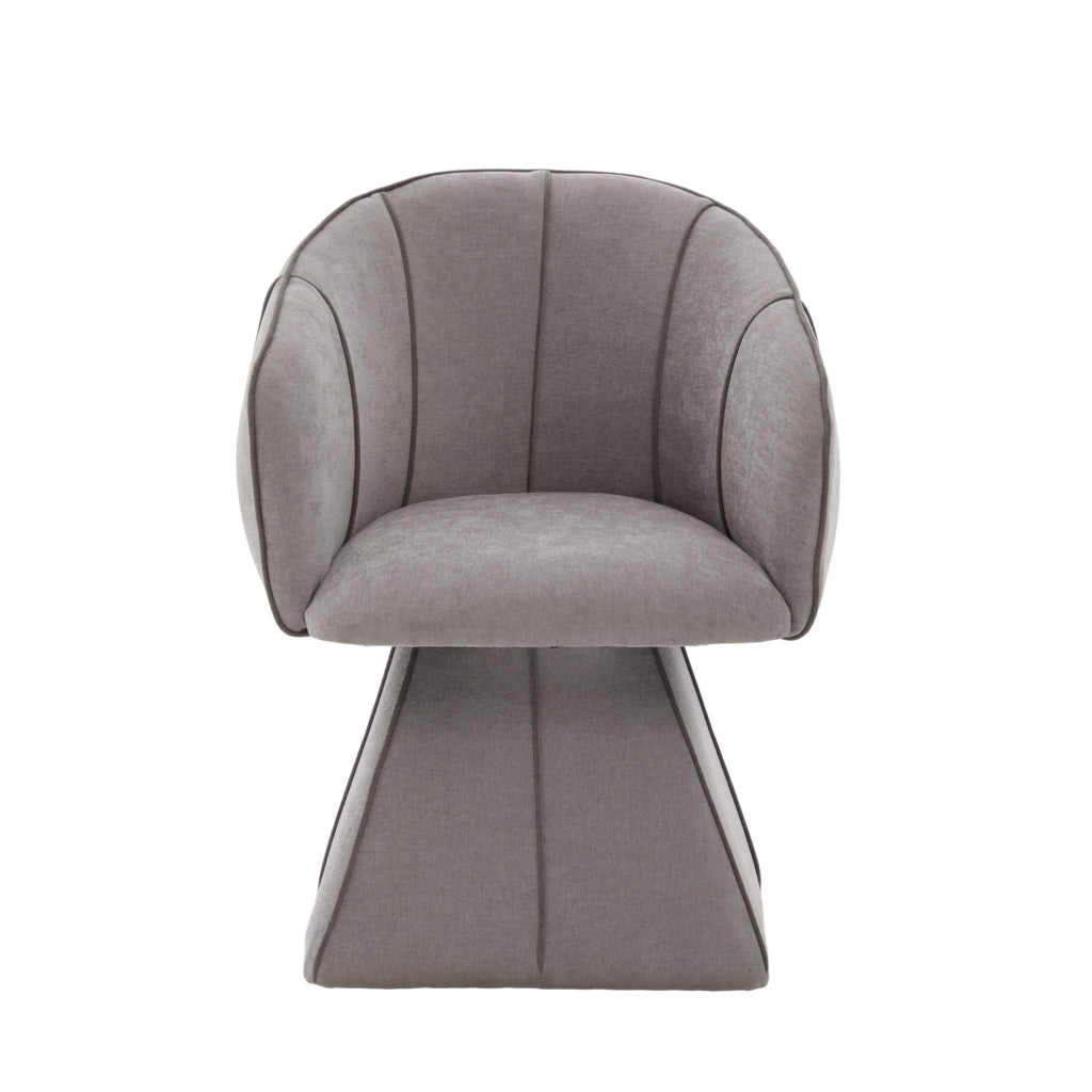 Poltrona girevole 360° in ciniglia grigia; 56x54x74;5 cm; con schienale alto e braccioli