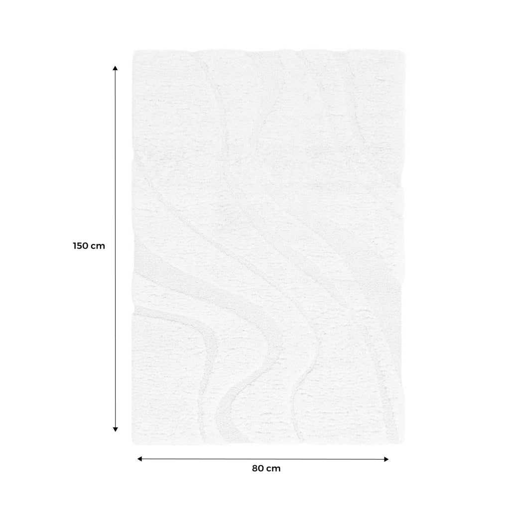 Tappeto  interno shaggy motivo con rilievo crema