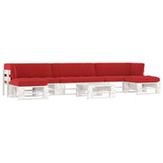 Set di Divani su Pallet 6pz e Cuscini in Pino Impregnato Bianco cod mxl 35989