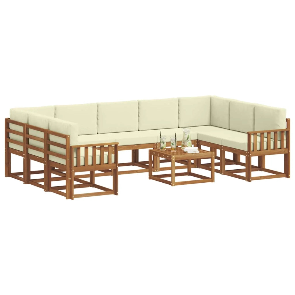 Set di divani da esterno con cuscino 10 pcs Naturale e Crema