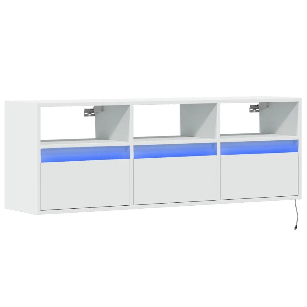 Mobile TV a Parete con Luci LED Bianco 130x31x45 cm 852341