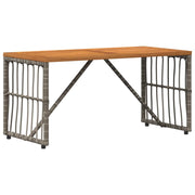 Tavolino da Giardino | Tavolo da Esterno Grigio 80 x 40 x 40 cm Acciaio e Polyrattan