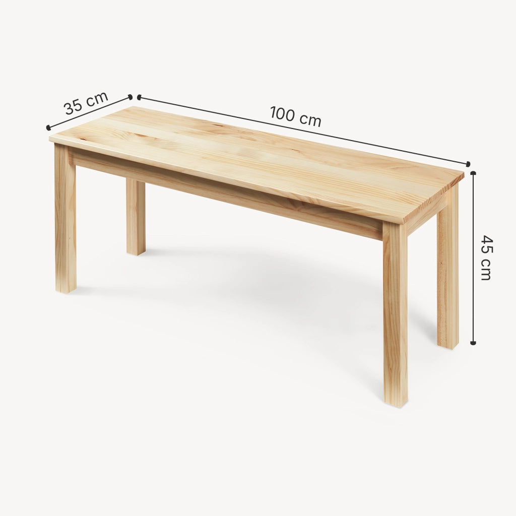 Panca da Tavolo Pranzo Trerunulu in Legno di Pino 100 x 35 x 45 cm - Naturale [en.casa]