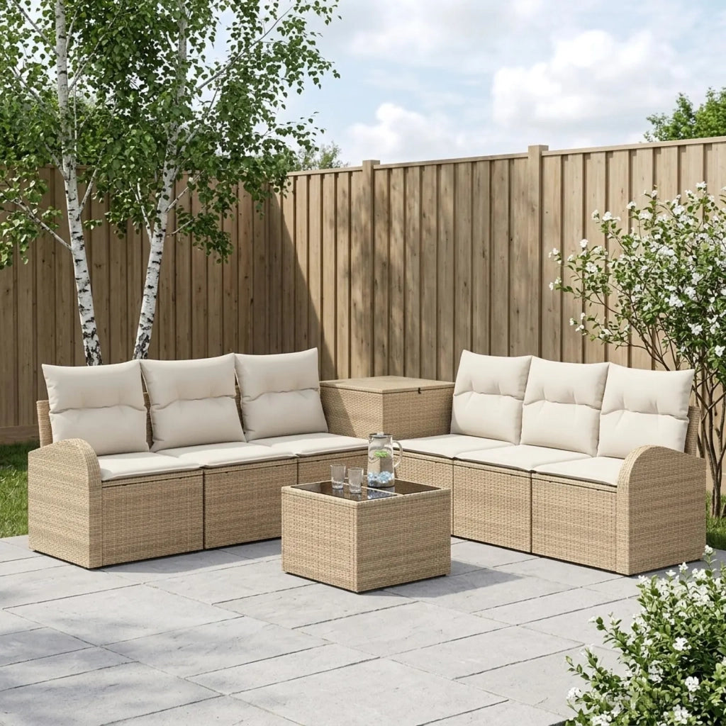 Set di divani 8 pz Beige e Bianco Crema 3448122