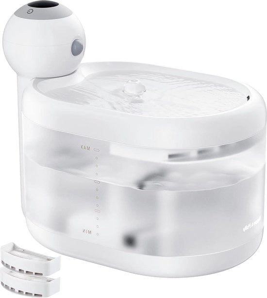 Fonte acqua per animali - fonte acqua per cani - 22 l/75 oz - fonte acqua automatica - batteria ricaricabile 4400mAh - sensore - 2 filtri