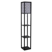 Lampada Lampadina da Terra Salvaspazio con Ripiani Durevole Cotone, MDF 26 x 26 x 160 cm Nero, bianco