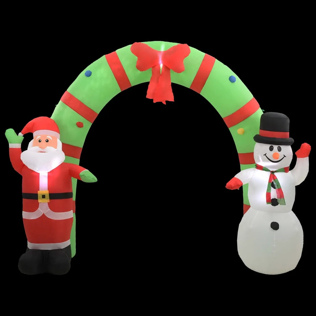 Arco con Babbo Natale Gonfiabile e Pupazzo di Neve LED 223 cm CFW1297614