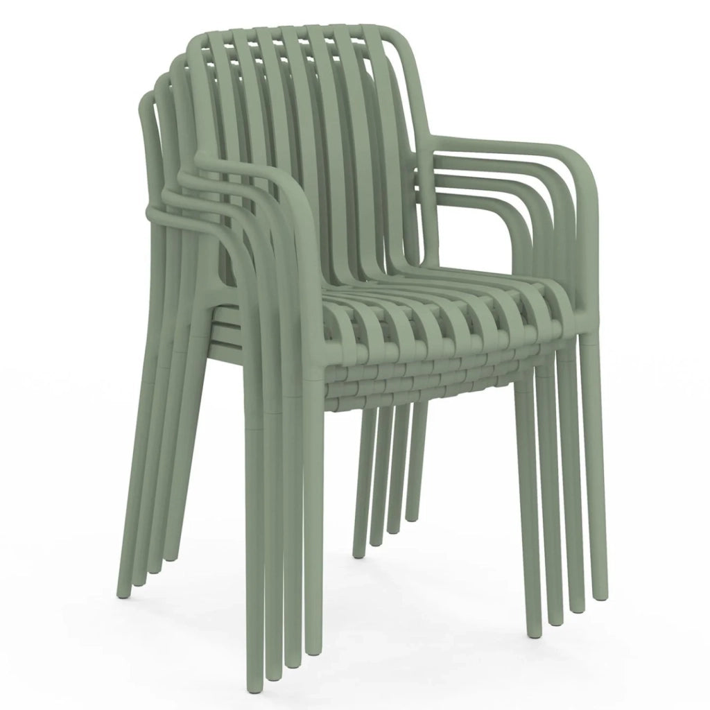 IDMarket - Set di 4 sedie da giardino impilabili in polipropilene verde BILBAO