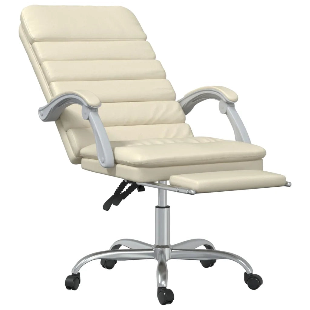 Poltrona da Ufficio Massaggiante Reclinabile Crema Similpelle cod mxl 20446