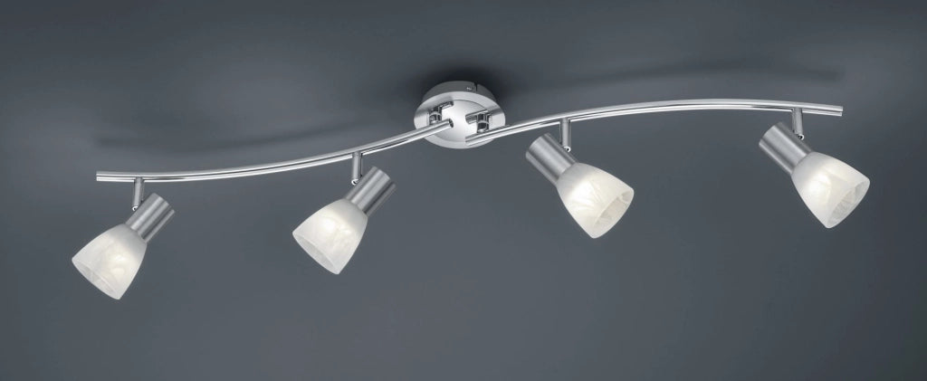 LEVISTO BARRA LED 4 SPOTS ORIENTABILE ACCIAIO + VETRO L.88CM 4 LUCI ATTACCO E14 , 19,6W · 1880lm, 3000K
