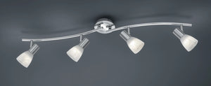 LEVISTO BARRA LED 4 SPOTS ORIENTABILE ACCIAIO + VETRO L.88CM 4 LUCI ATTACCO E14 , 19,6W · 1880lm, 3000K