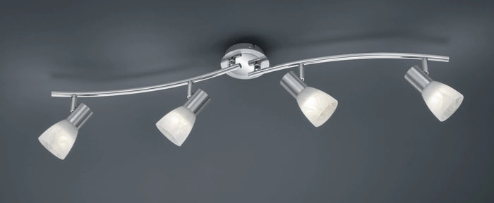 LEVISTO BARRA LED 4 SPOTS ORIENTABILE ACCIAIO + VETRO L.88CM 4 LUCI ATTACCO E14 , 19,6W · 1880lm, 3000K