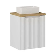Set da bagno VANO bianco 50cm: mobile sotto lavabo con armadietti + top per lavabo + lavabo rettangolare da appoggio