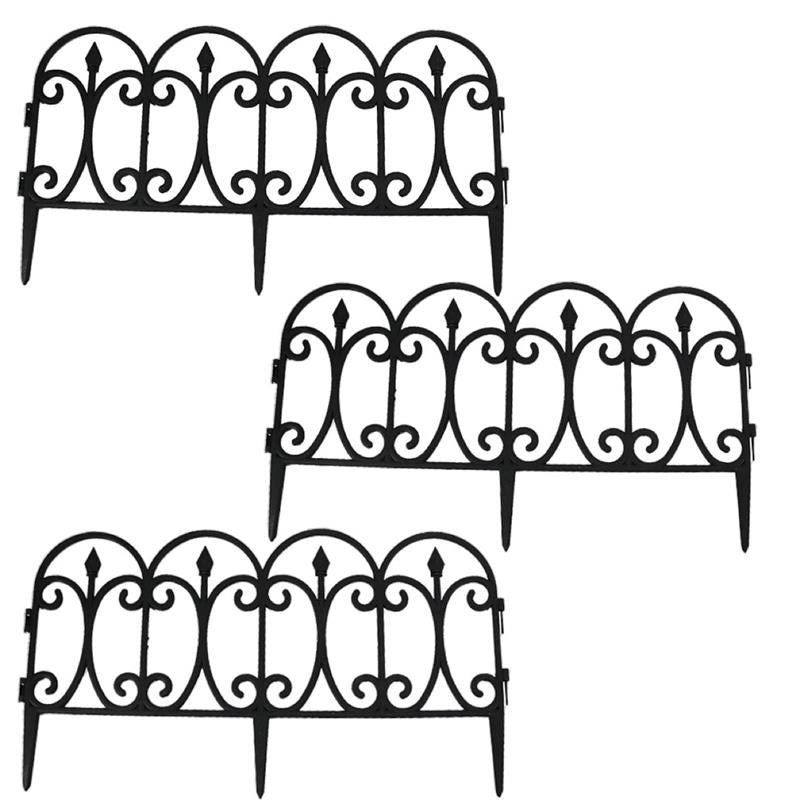 BORDO RECINZIONE DA GIARDINO 6PZ IN COLORAZIONE NERA A FANTASIA IDEALE PER ARREDARE 60X32H CM PVC