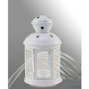 Trade Shop - Porta Candela Lumino Lanterna Bianca Metallo Bomboniera Matrimonio Stelle 30667 -