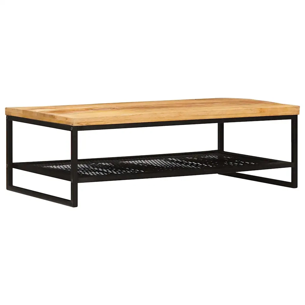 Tavolino da salotto Marrone e Nero Legno di mango massello