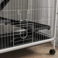 Gabbia per Animali Piccoli con Ruote Rampe Amaca e Vassoio Estraibile per Cincillà Furetti 80x52x128 cm Bianco